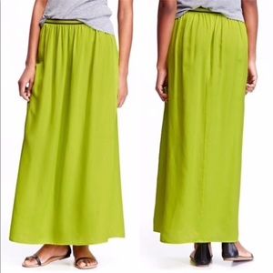 NWT OLD NAVY Lime Green Yellow Maxi Skirt SMALL